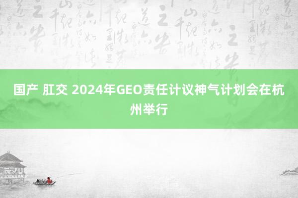 国产 肛交 2024年GEO责任计议神气计划会在杭州举行