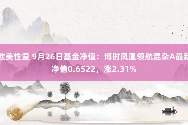 欧美性爱 9月26日基金净值：博时凤凰领航混杂A最新净值0.6522，涨2.31%