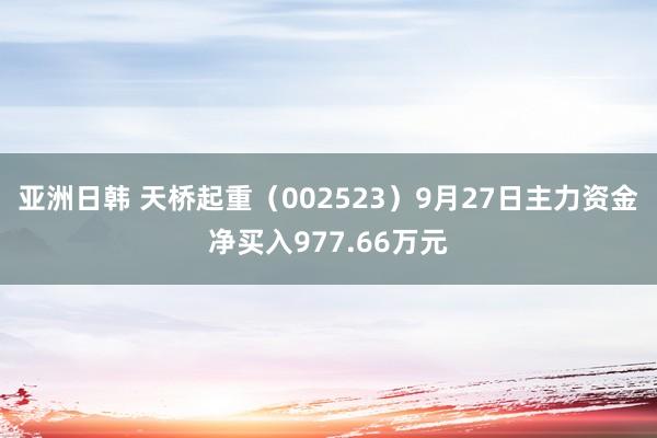 亚洲日韩 天桥起重（002523）9月27日主力资金净买入977.66万元