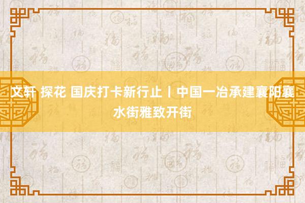 文轩 探花 国庆打卡新行止丨中国一冶承建襄阳襄水街雅致开街