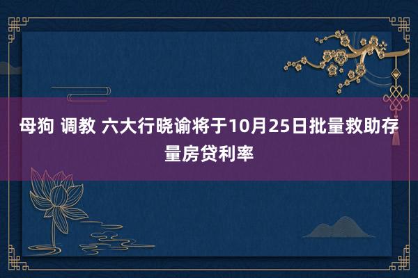 母狗 调教 六大行晓谕将于10月25日批量救助存量房贷利率