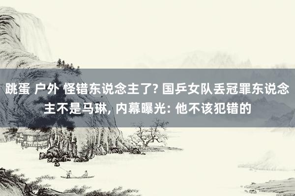 跳蛋 户外 怪错东说念主了? 国乒女队丢冠罪东说念主不是马琳， 内幕曝光: 他不该犯错的