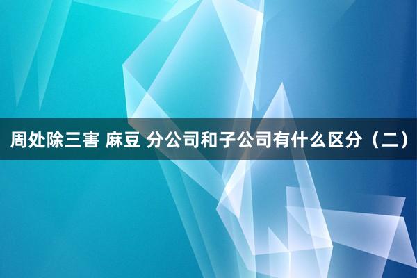 周处除三害 麻豆 分公司和子公司有什么区分（二）