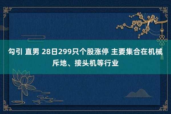 勾引 直男 28日299只个股涨停 主要集合在机械斥地、接头机等行业