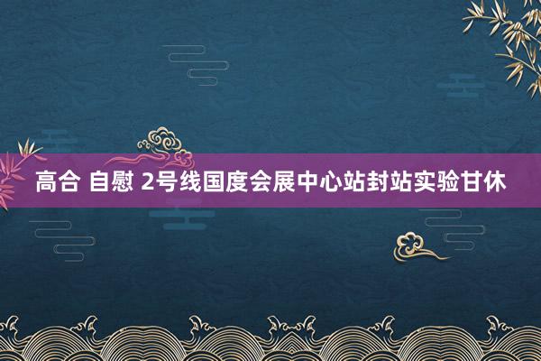 高合 自慰 2号线国度会展中心站封站实验甘休