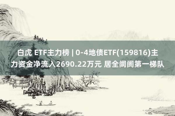 白虎 ETF主力榜 | 0-4地债ETF(159816)主力资金净流入2690.22万元 居全阛阓第一梯队