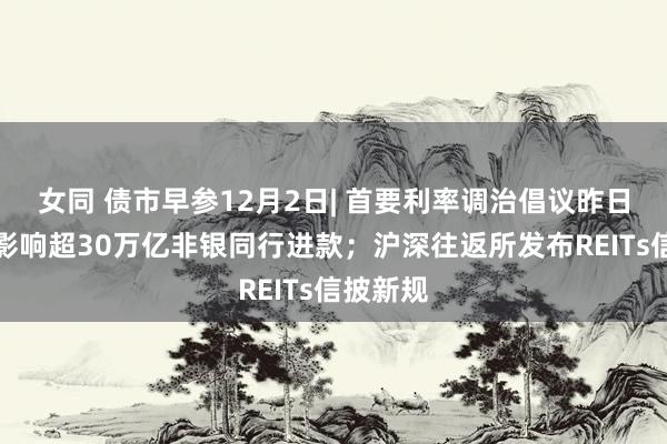 女同 债市早参12月2日| 首要利率调治倡议昨日奏效，影响超30万亿非银同行进款；沪深往返所发布REITs信披新规