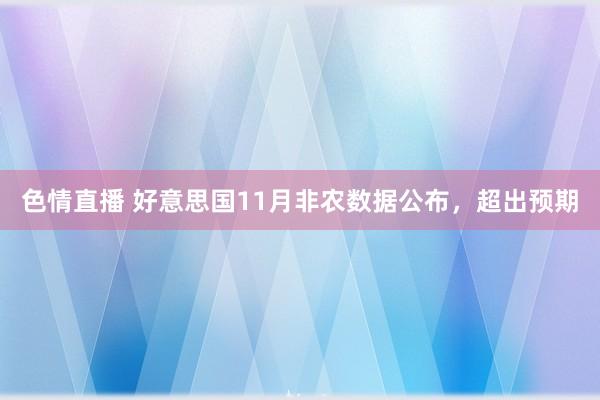 色情直播 好意思国11月非农数据公布，超出预期