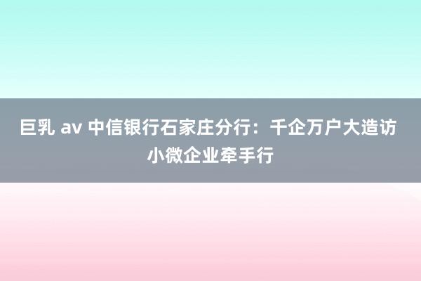 巨乳 av 中信银行石家庄分行：千企万户大造访 小微企业牵手行