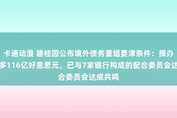 卡通动漫 碧桂园公布境外债务重组要津条件：操办削债最多116亿好意思元，已与7家银行构成的配合委员会达成共鸣