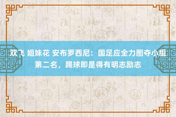 双飞 姐妹花 安布罗西尼：国足应全力图夺小组第二名，踢球即是得有明志励志